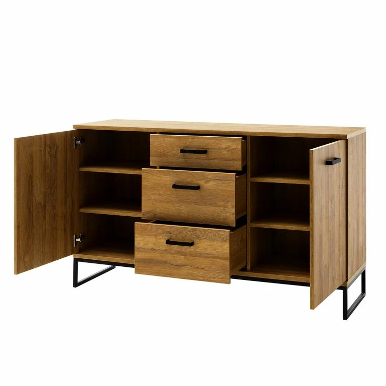 Loftscape Red Living Commode Krokby II – Imitation Chêne Grandson / Noir