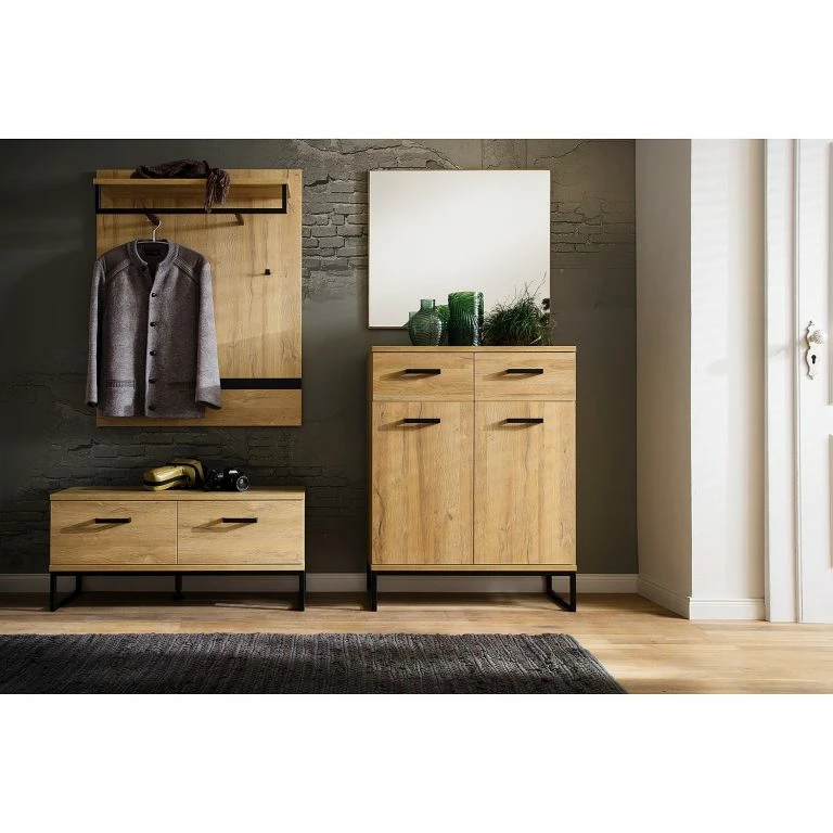 Loftscape Red Living Commode Krokby III – Imitation Chêne Grandson / Noir