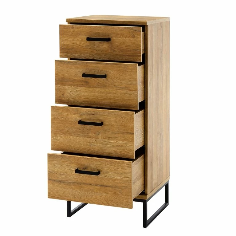 Loftscape Red Living Commode Krokby III – Imitation Chêne Grandson / Noir