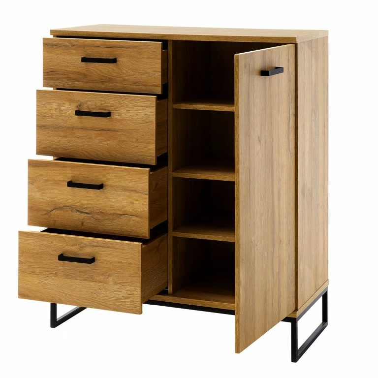 Loftscape Red Living Commode Krokby IV – Imitation Chêne Grandson / Noir