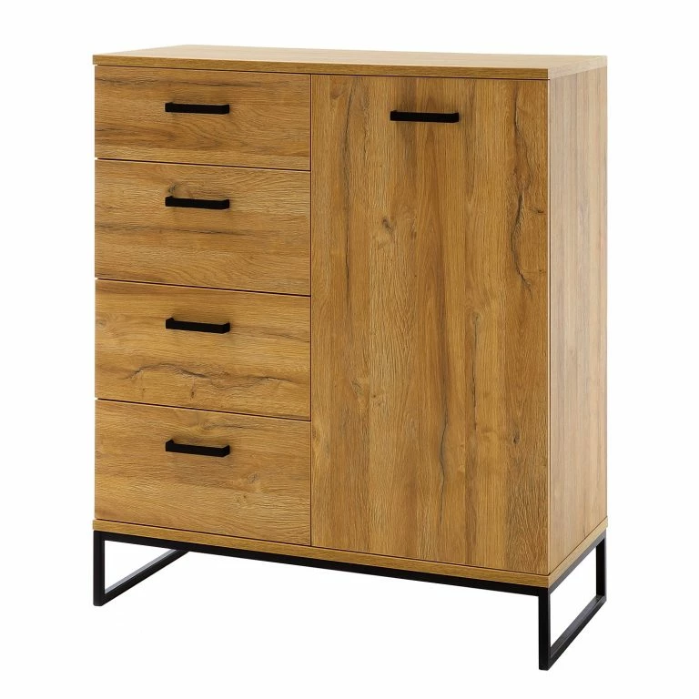 loftscape Red Living Commode Krokby IV – Imitation chêne Grandson / Noir