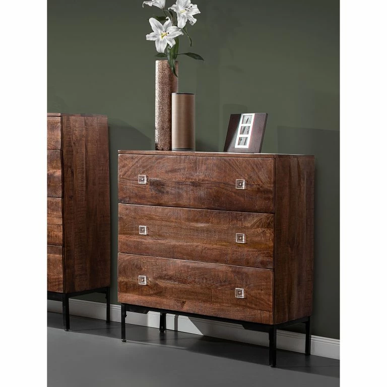 Loftscape Red Living Commode Telados – Manguier Massif / Métal – Manguier Foncé / Noir