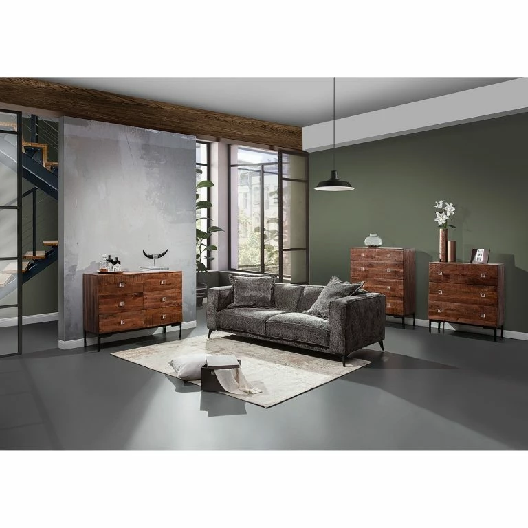 Loftscape Red Living Commode Telados – Manguier Massif / Métal – Manguier Foncé / Noir