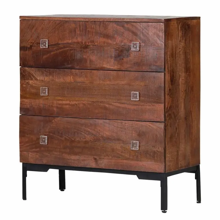 loftscape Red Living Commode Telados – Manguier massif / Métal – Manguier foncé / Noir