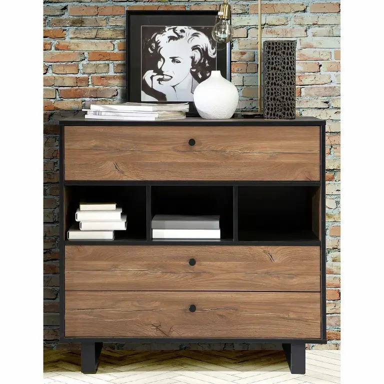 Loftscape Red Living Commode Trylith – Imitation Chêne Rustique / Noir