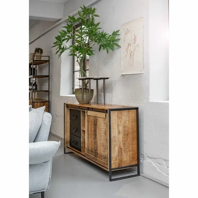 Loftscape Red Living Enfilade Toleos – Manguier Brut Massif / Fer – Manguier / Noir