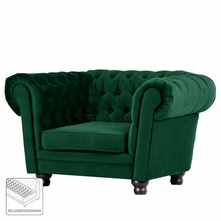 Loftscape Red Living Fauteuil Baille – Velours – Vert Vieilli