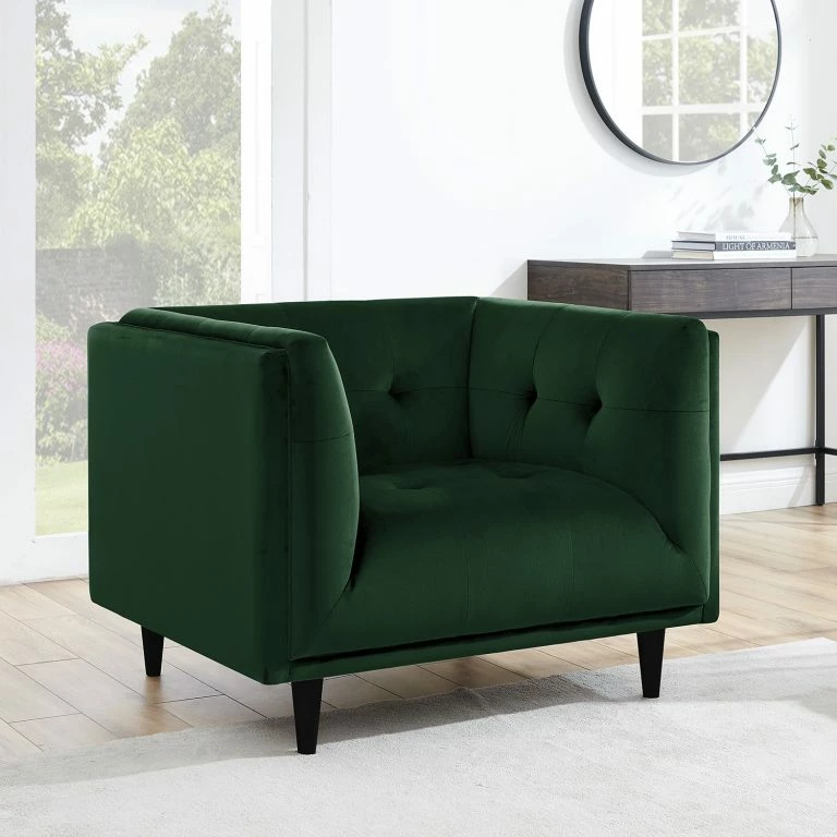 Loftscape Red Living Fauteuil Botley – Velours – Vert Foncé