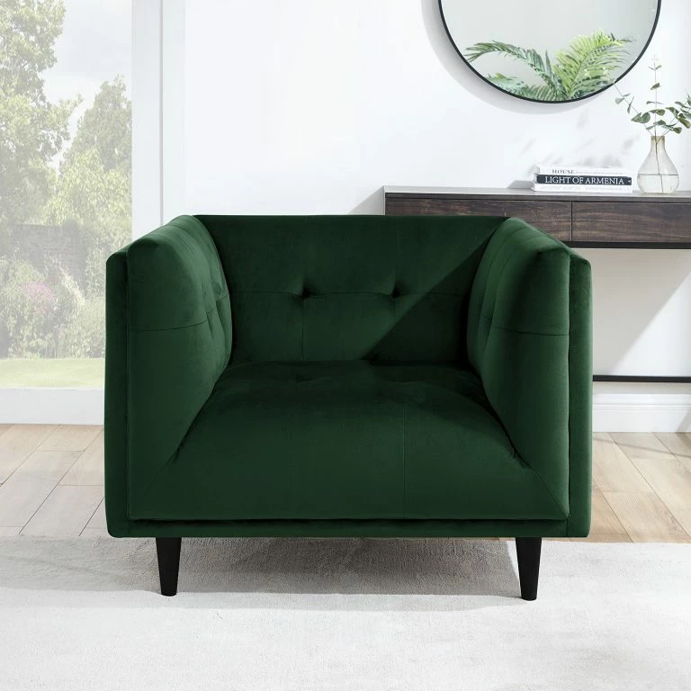 Loftscape Red Living Fauteuil Botley – Velours – Vert Foncé