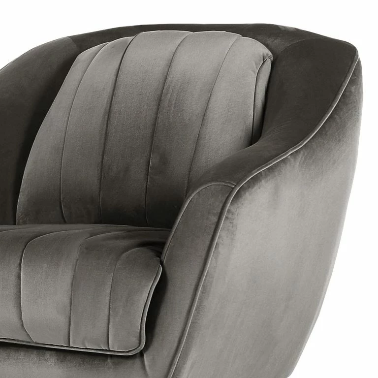 Loftscape Red Living Fauteuil Margon – Velours – Gris – Noir