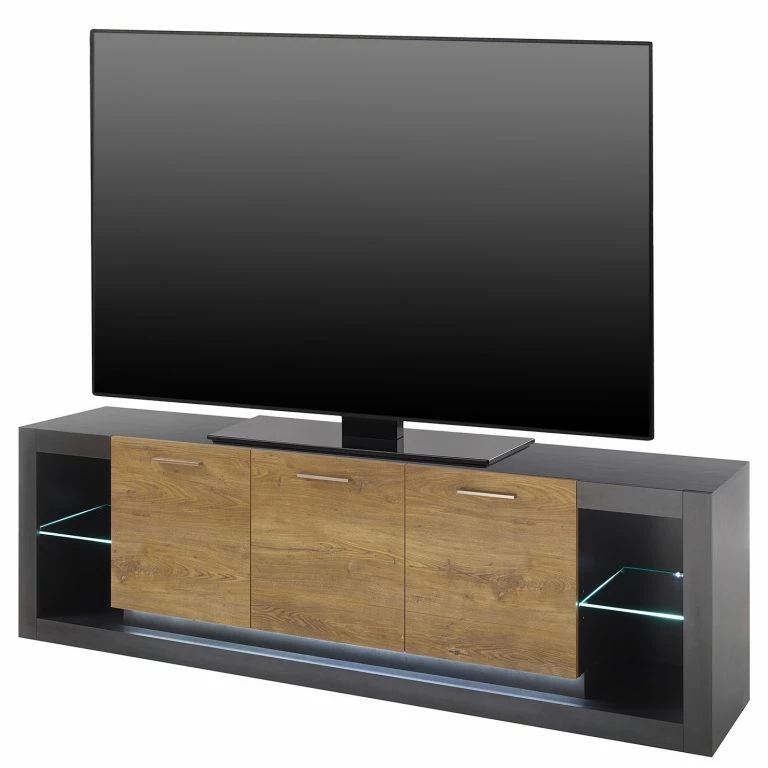 loftscape Red Living Lowboard Talence III – Imitation châtaigner / Gris