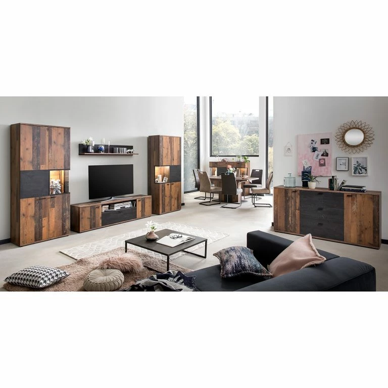 Loftscape Red Living Meuble TV Ambato – Imitation Bois Ancien