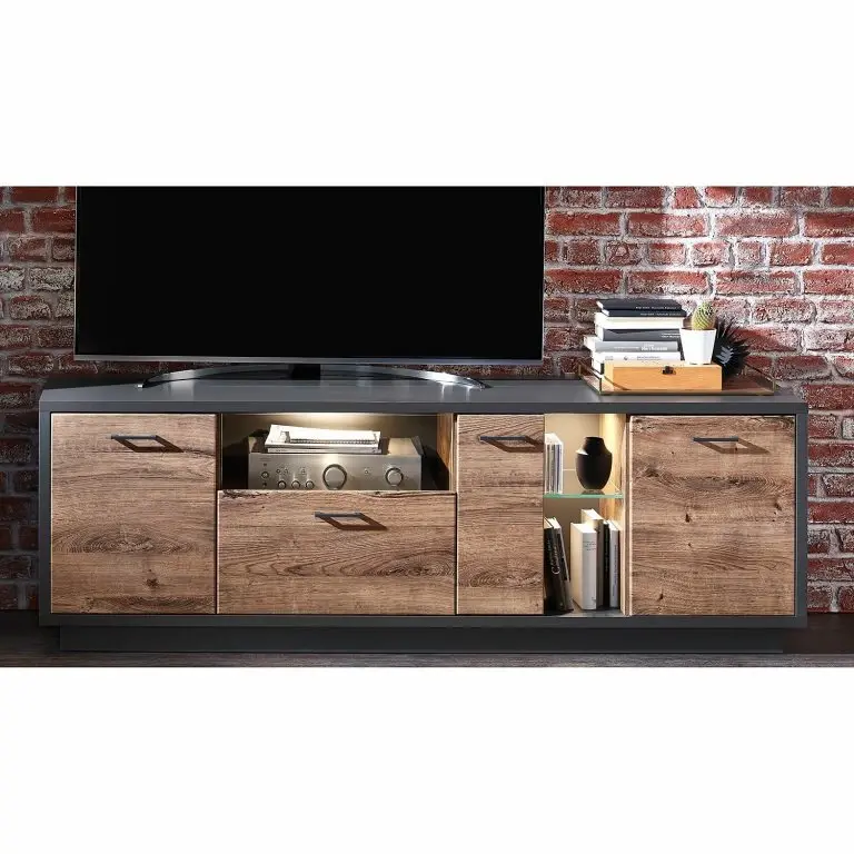 Loftscape Red Living Meuble TV Batey – Imitation Chêne De Havel / Graphite