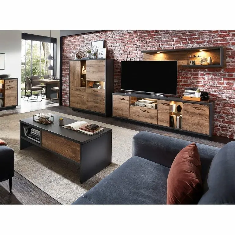 Loftscape Red Living Meuble TV Batey – Imitation Chêne De Havel / Graphite