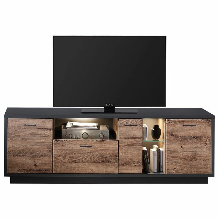 loftscape Red Living Meuble TV Batey – Imitation chêne de Havel / Graphite