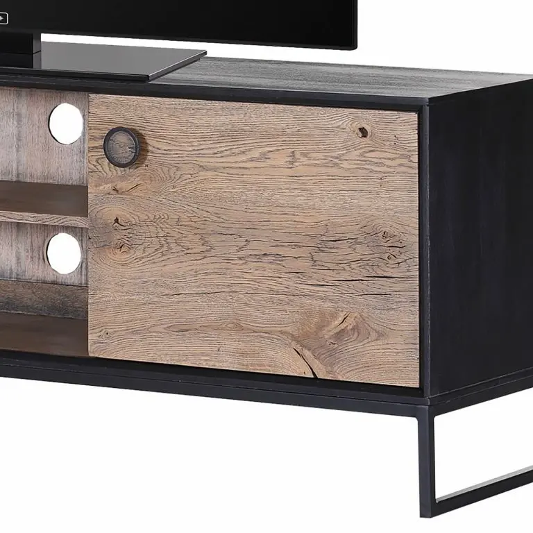 Loftscape Red Living Meuble TV Bayamon – Chêne Et Acacia Massif / Métal – Chêne / Noir