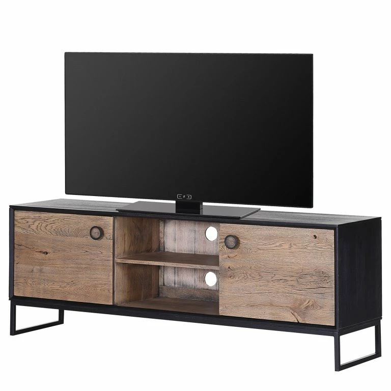 loftscape Red Living Meuble TV Bayamon – Chêne et acacia massif / Métal – Chêne / Noir