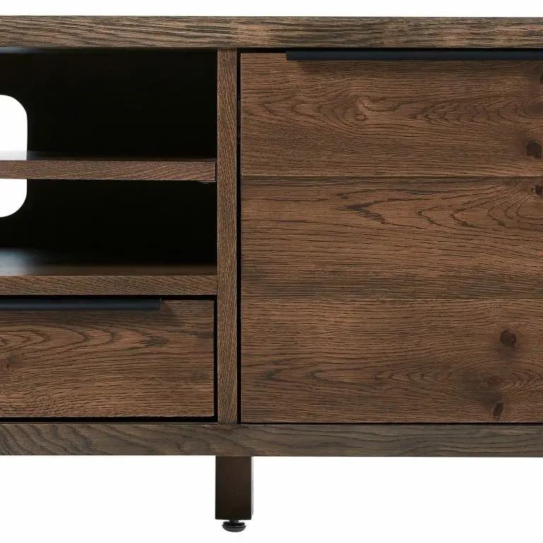 Loftscape Red Living Meuble TV Berck – Placage En Bois Véritable – Chêne Fumé / Noir