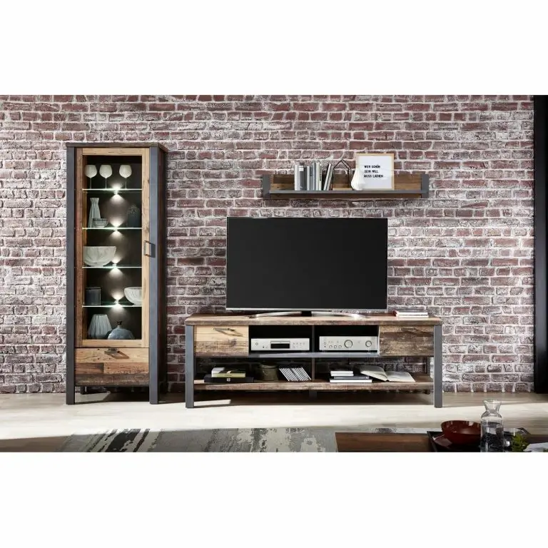 Loftscape Red Living Meuble TV Blackpool II – Imitation Bois Recyclé / Gris