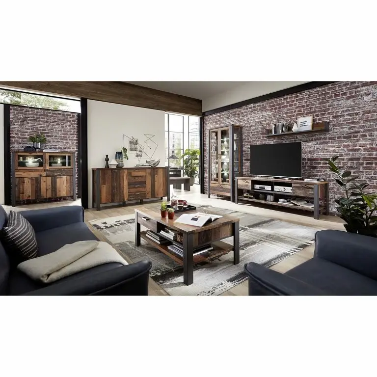 Loftscape Red Living Meuble TV Blackpool II – Imitation Bois Recyclé / Gris