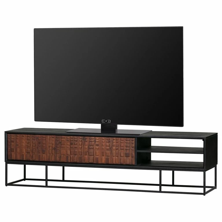 loftscape Red Living Meuble TV Dynk – Sheesham massif – Sheesham / Noir