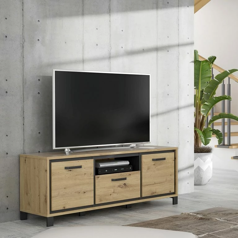 Loftscape Red Living Meuble TV Egan – Imitation Chêne Artisan / Imitation Chêne Noir