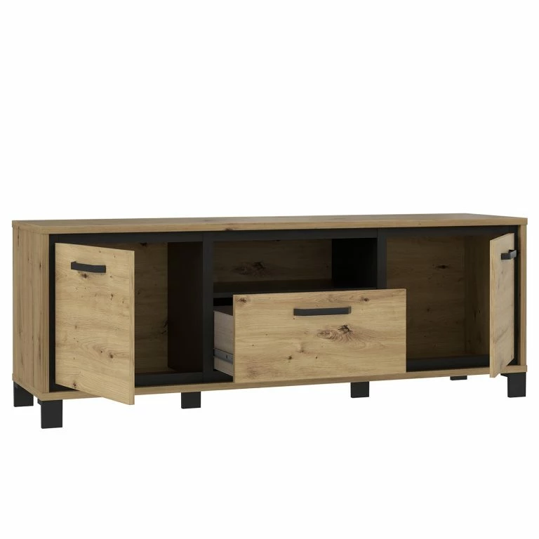 Loftscape Red Living Meuble TV Egan – Imitation Chêne Artisan / Imitation Chêne Noir