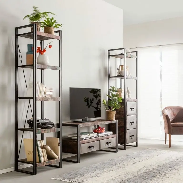 Loftscape Red Living Meuble TV Factory II – Manguier Massif / Métal – Marron Vintage