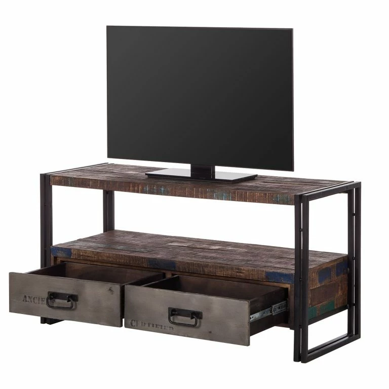 Loftscape Red Living Meuble TV Factory II – Manguier Massif / Métal – Marron Vintage