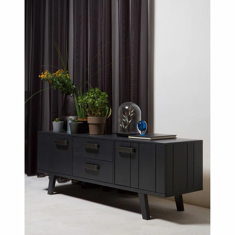 Loftscape Red Living Meuble TV Gallina – Pin Massif – Pin Noir