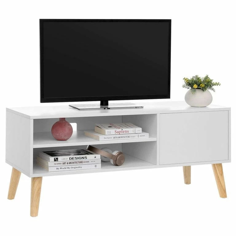 loftscape Red Living Meuble TV Gillett – Blanc / Hévéa clair