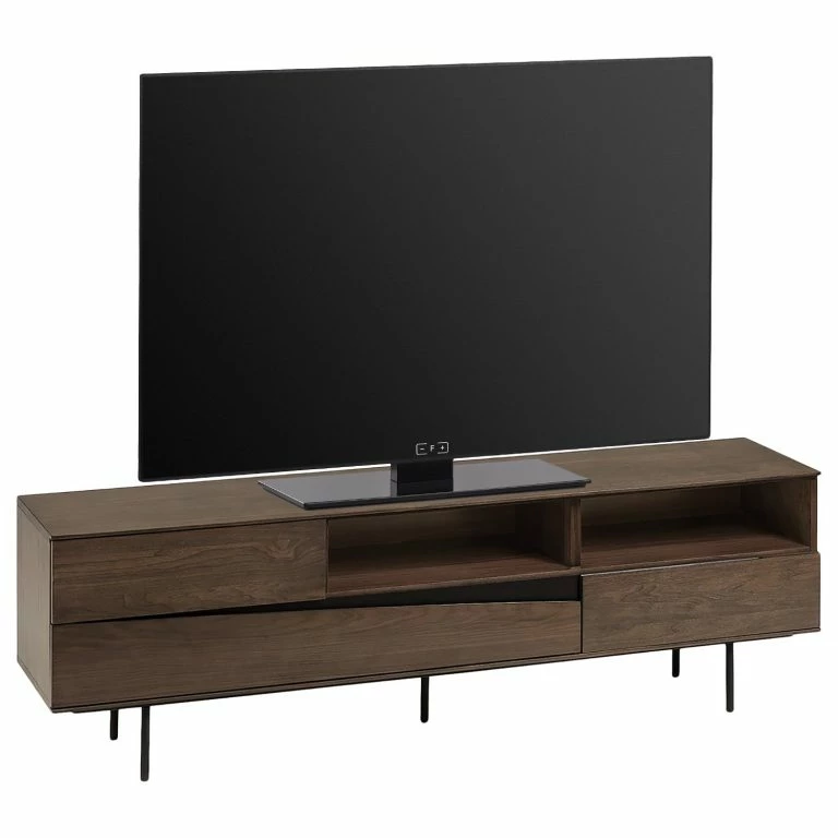 loftscape Red Living Meuble TV Kluuvi – Placage en bois véritable – Noyer / Noir