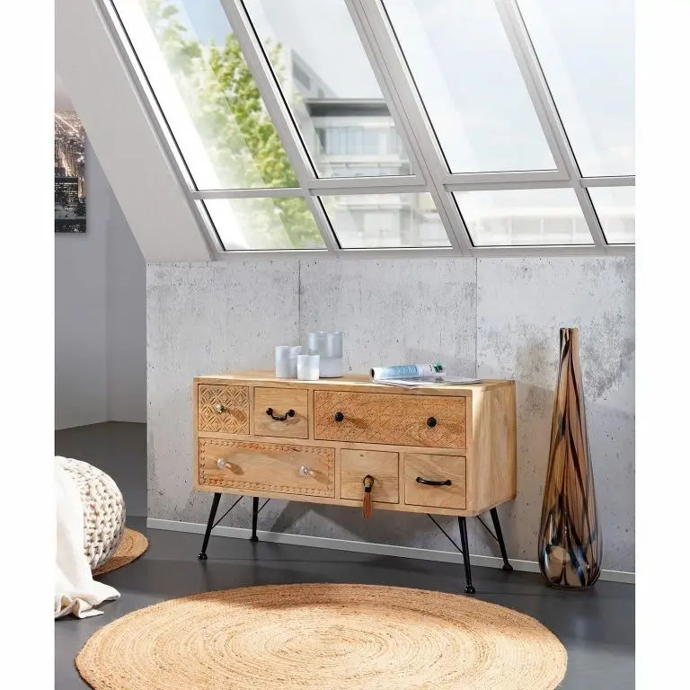 Loftscape Red Living Meuble TV Latta II – Manguier Massif / Métal – Manguier / Noir