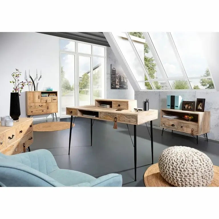 Loftscape Red Living Meuble TV Latta II – Manguier Massif / Métal – Manguier / Noir