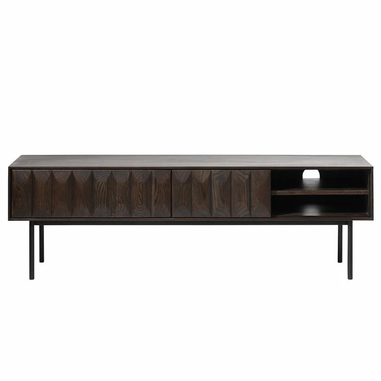 Loftscape Red Living Meuble TV Limes – Chêne Massif / Métal – Chêne Foncé / Noir