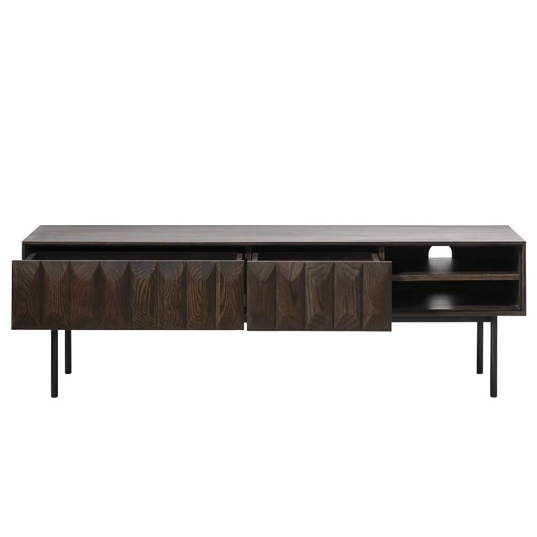 Loftscape Red Living Meuble TV Limes – Chêne Massif / Métal – Chêne Foncé / Noir