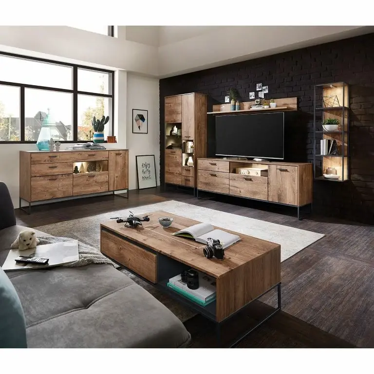 Loftscape Red Living Meuble TV Meevoo II – Imitation Chêne Rustique / Graphite