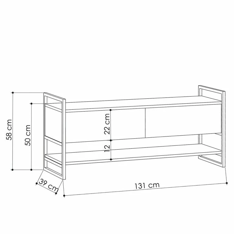 Loftscape Red Living Meuble TV Montone – Métal – Imitation Chêne / Noir