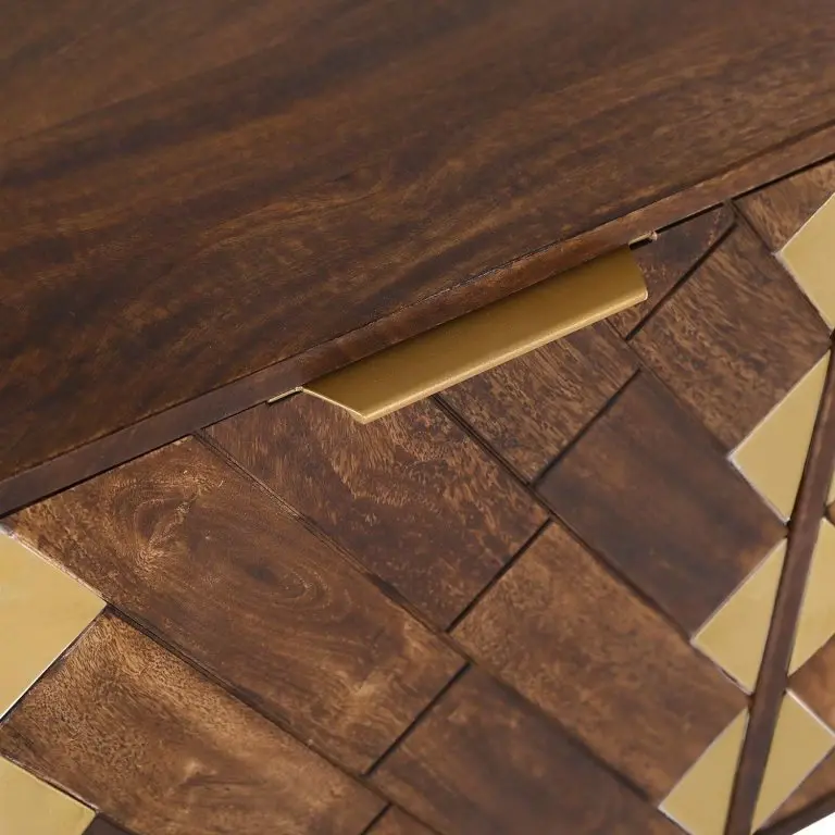 Loftscape Red Living Meuble TV Nook – Manguier Massif / Métal – Manguier / Doré