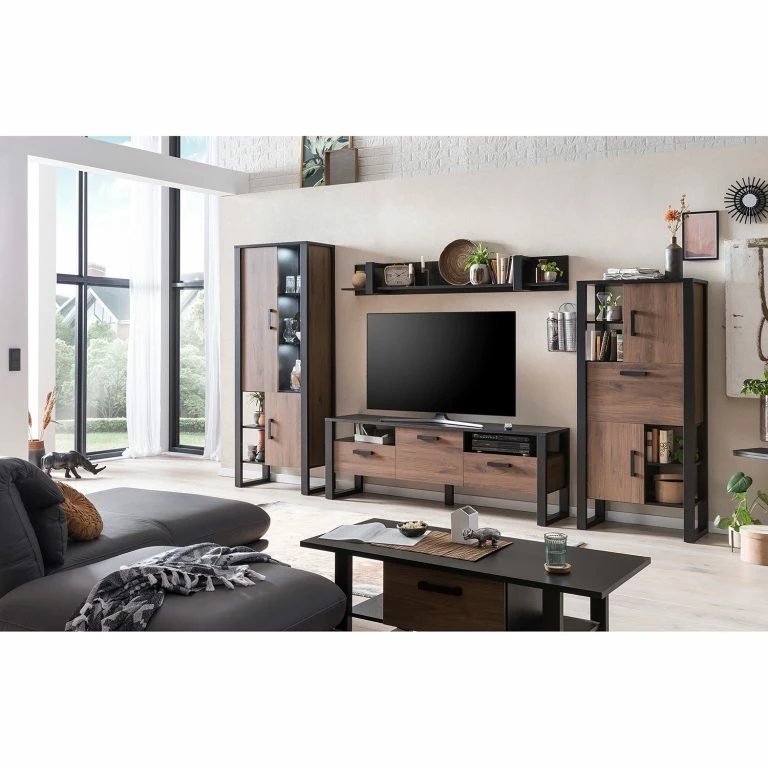 Loftscape Red Living Meuble TV Norddal I – Imitation Noyer / Noir
