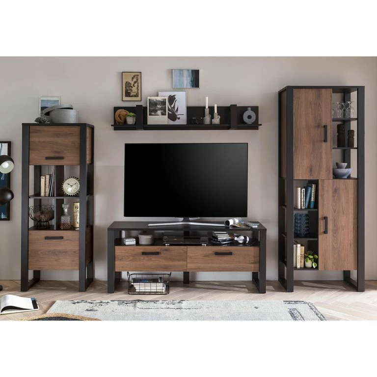 Loftscape Red Living Meuble TV Norddal II – Imitation Noyer / Noir