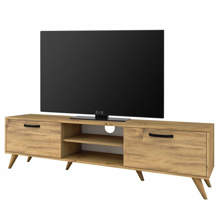 loftscape Red Living Meuble TV Raipura – Imitation chêne / Noir