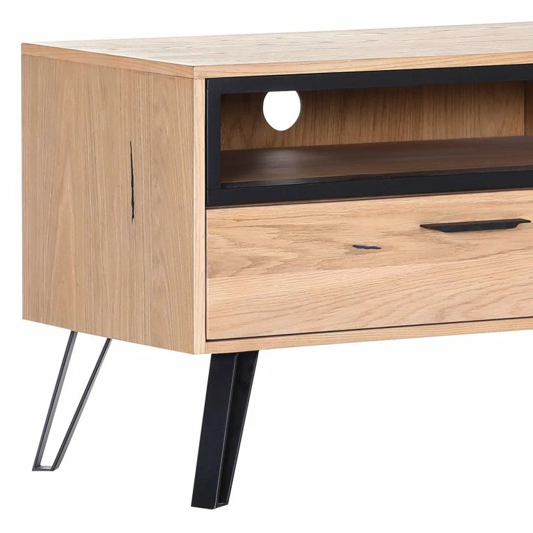 Loftscape Red Living Meuble TV Relva – Partiellement En Chêne Massif / Métal – Chêne / Noir