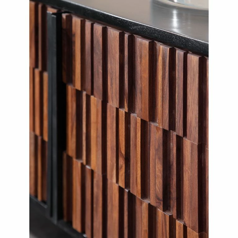 Loftscape Red Living Meuble TV Sanvic – Sheesham / Acacia Massif – Sheesham / Anthracite