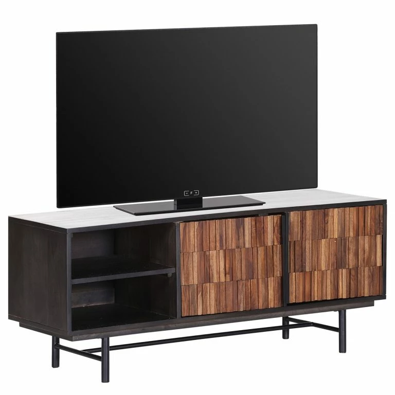 loftscape Red Living Meuble TV Sanvic – Sheesham / Acacia massif – Sheesham / Anthracite