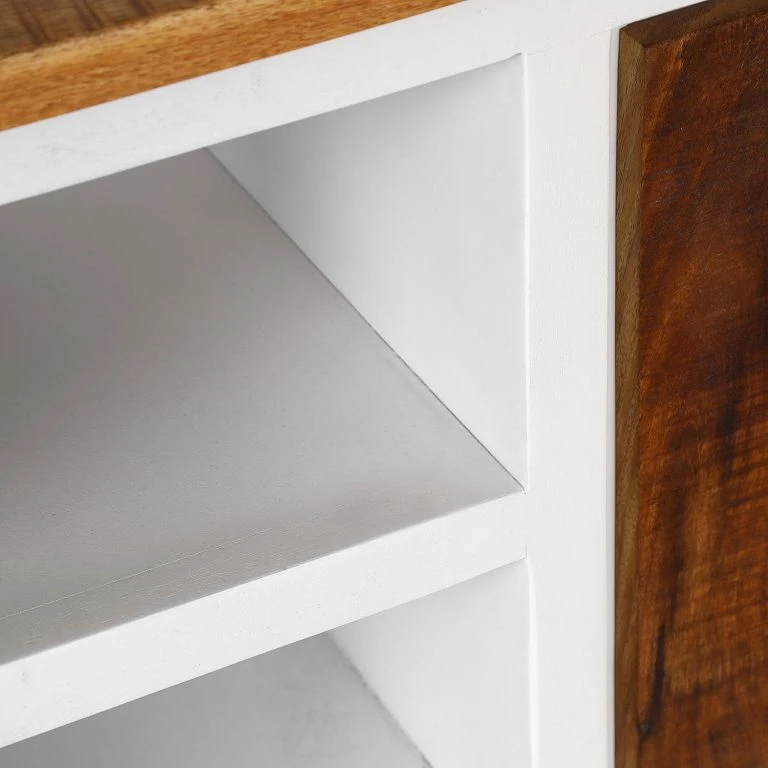 Loftscape Red Living Meuble TV Silvana – Acacia Massif / Manguier Massif – Blanc / Manguier