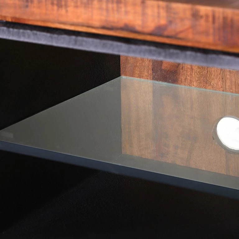 Loftscape Red Living Meuble TV Thiery – Manguier Massif / Métal – Manguier Marron / Anthracite