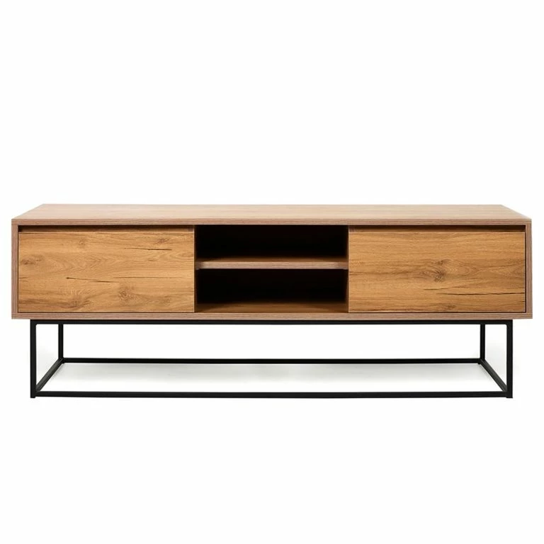 Loftscape Red Living Meuble TV Tirano – Métal – Imitation Noyer Clair / Noir