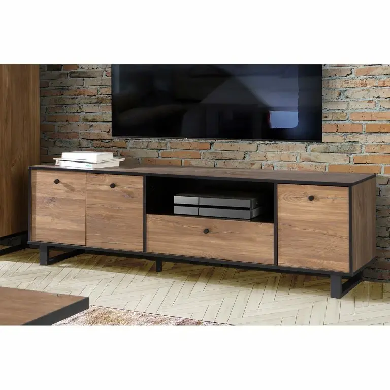 Loftscape Red Living Meuble TV Trylith – Imitation Chêne Rustique / Noir