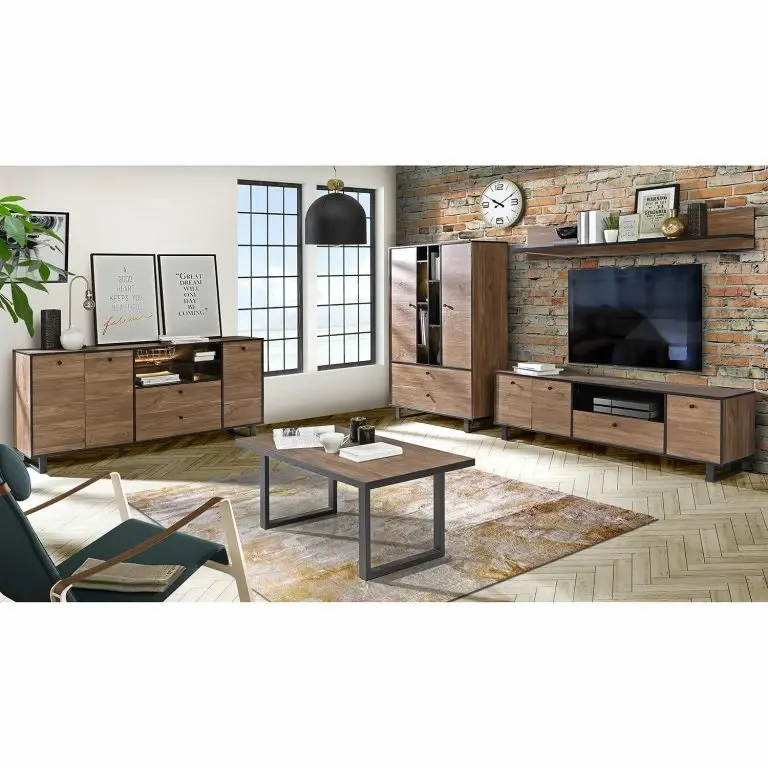 Loftscape Red Living Meuble TV Trylith – Imitation Chêne Rustique / Noir